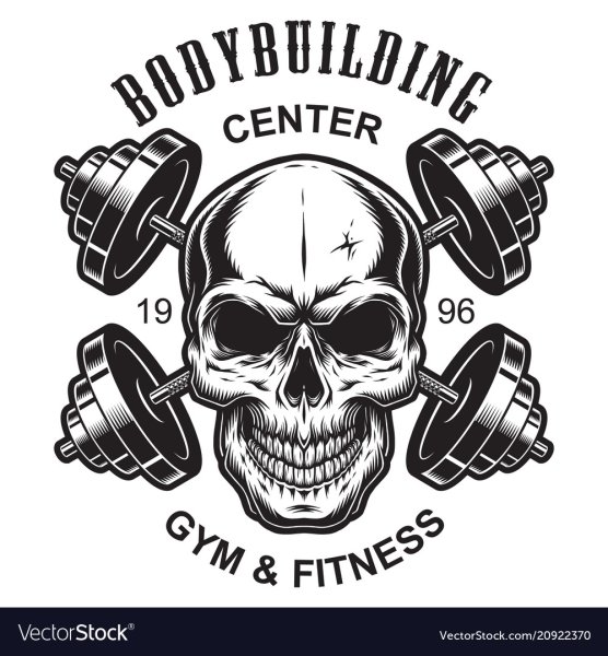 Череп со штангой в зубах