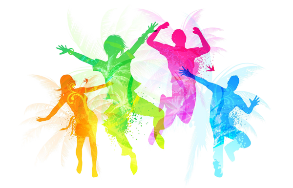 Силуэты танцующих людей цветные