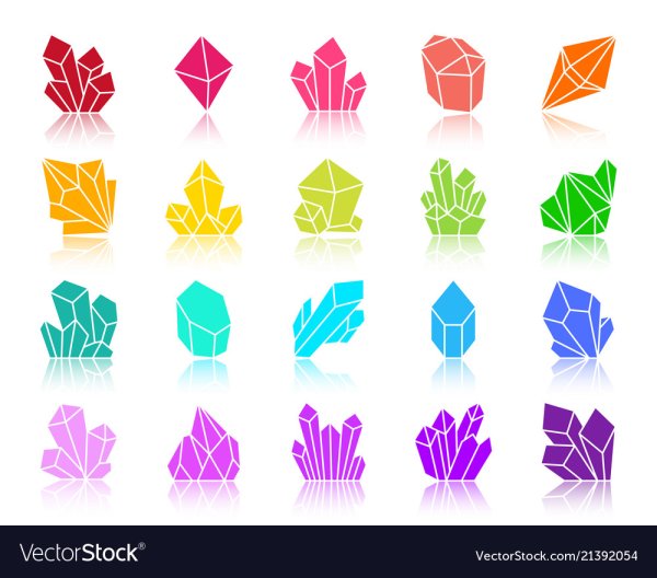 Набор векторных значков в виде кристаллов