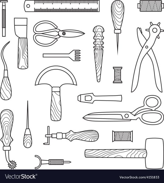 Инструменты кожевника вектор