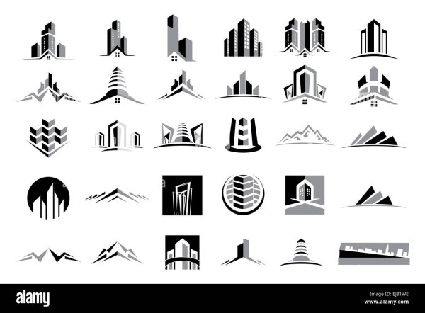 Черно белые значки для логотипов строительных компаний