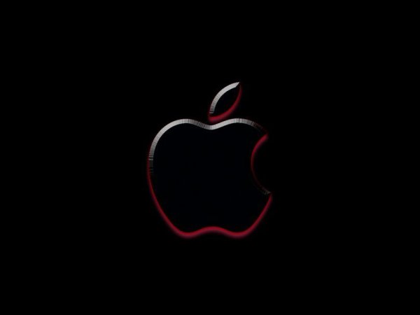 Знак Apple на черном фоне
