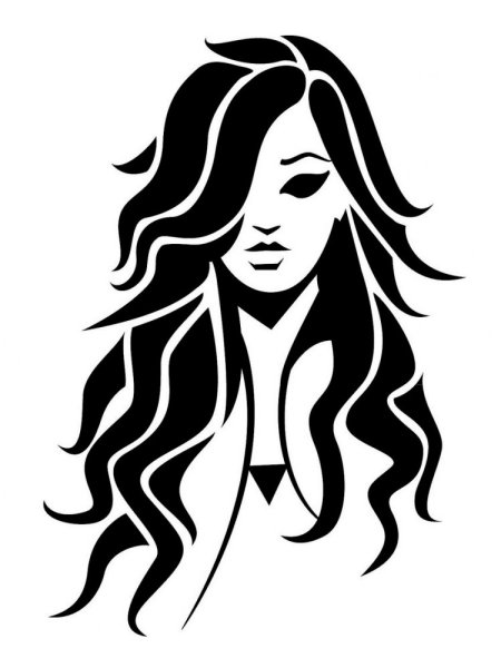 Длинные волосы силуэт