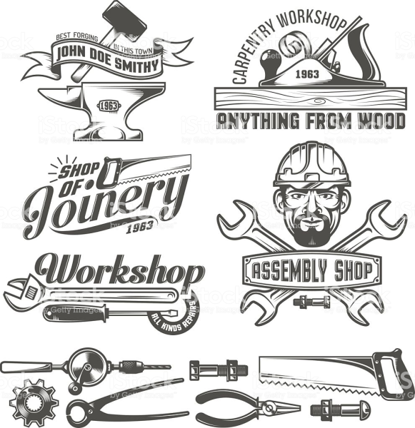 Логотип в стиле американской мастерской мастерской