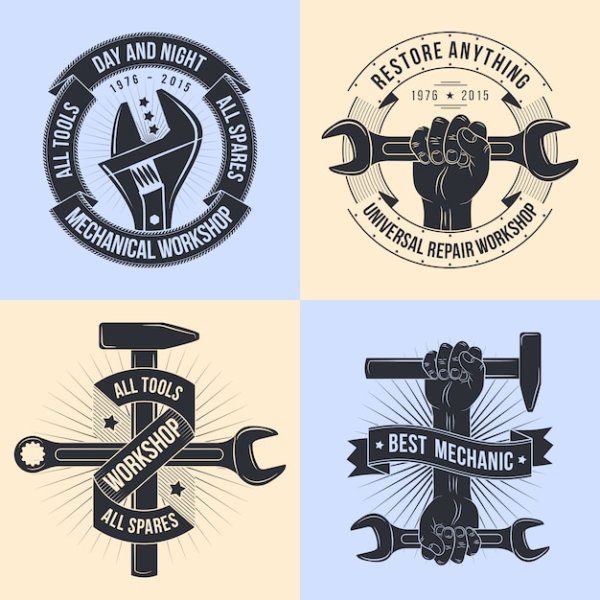 Логотипы мастерских механиков