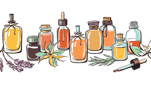 Эфирное масло на прозрачном фоне