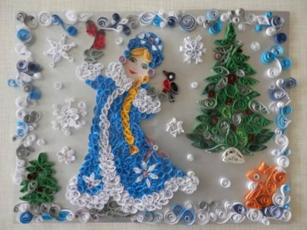 Новогоднее панно квиллинг