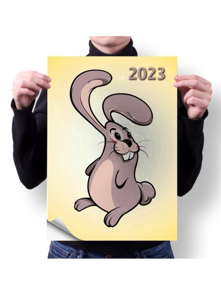 Новогодний плакат Зайка