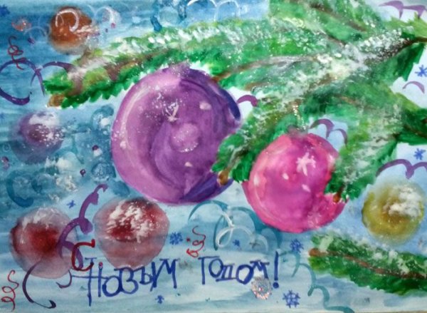 Новогодний плакат гуашью