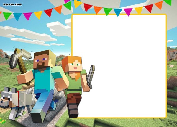 Приглашение на день рождения в стиле Minecraft