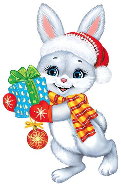 Новогодний зайчик на прозрачном фоне