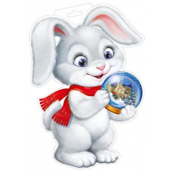 Украсить картинку зайчика к новому году