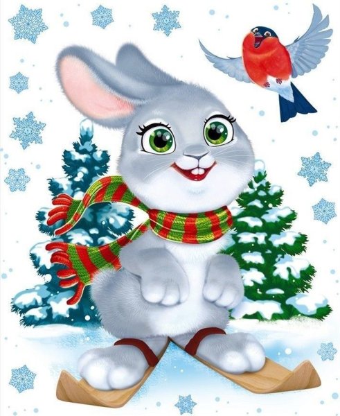 Новогодние наклейки зайцы