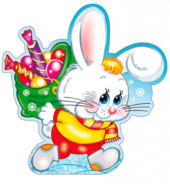 Зайчик новогодний вырубной плакат