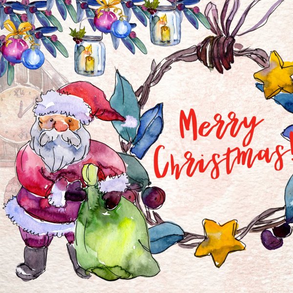 Рождество акварель