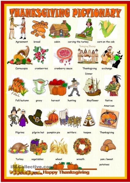 Лексика по теме день Благодарения