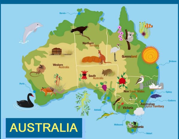Достопримечательности Австралии на карте