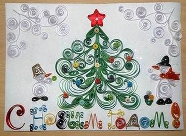Новогодние аппликации в технике квиллинг