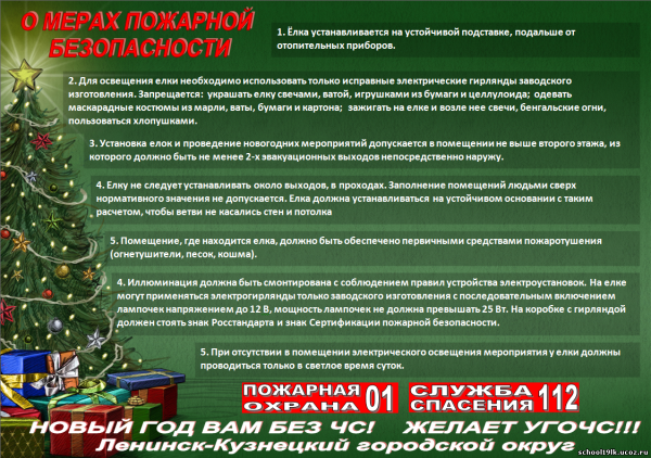 Правила поведения при загорании елки