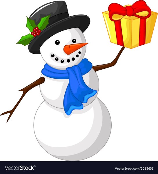 Снеговик держит в руках