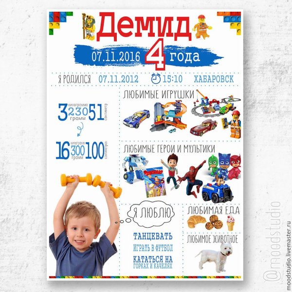 Постер на 4 года мальчику