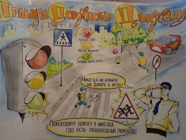 Плакат на тему безопасность дорожного движения