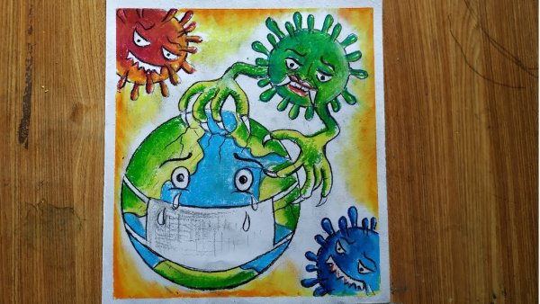Рисунок на тему коронавируса детский