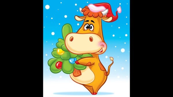 Бычок рисунок новый год