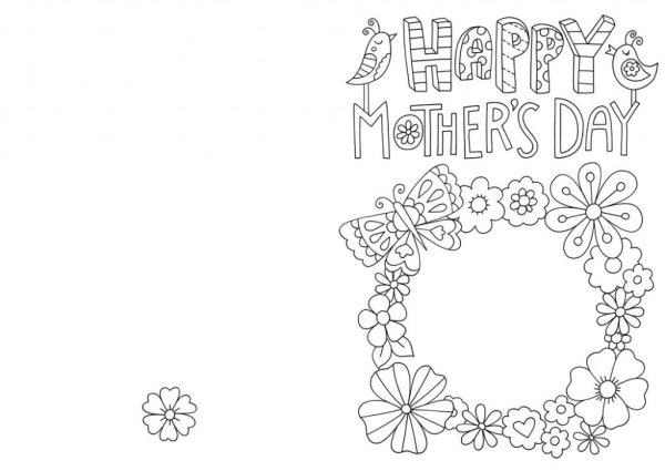 Украшение на открытку маме раскраска