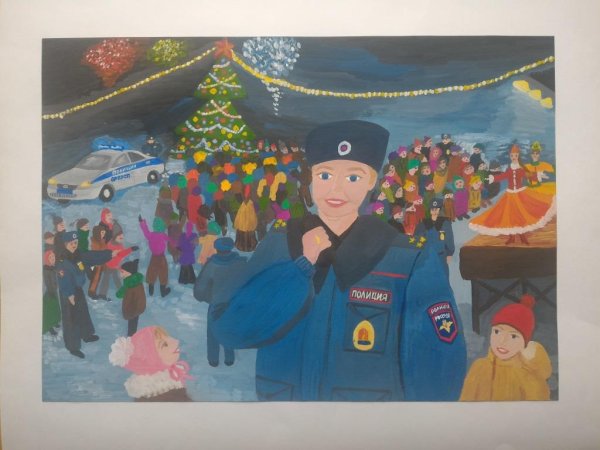 Рисунки на конкурс полиции новый год
