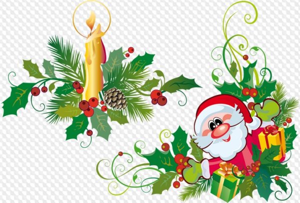 Новогодние виньетки на прозрачном фоне