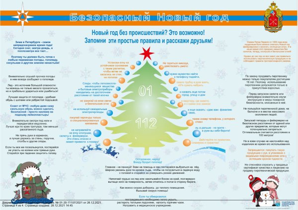 Памятка по пожарной безопасности в новогодние праздники в школе