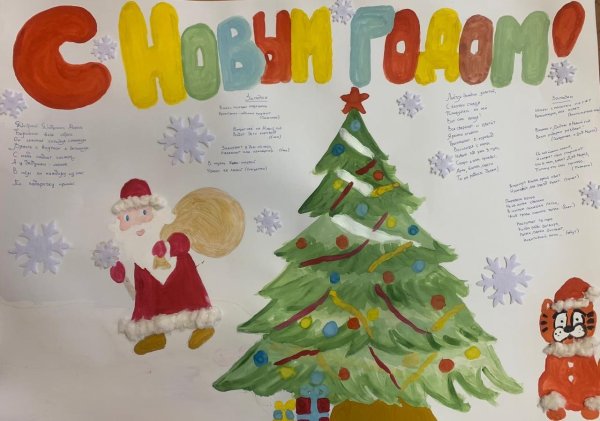 Новогодний плакат своими руками в школу 2 класс