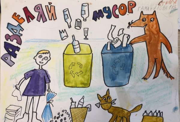 Раздельный сбор мусора рисунки детей