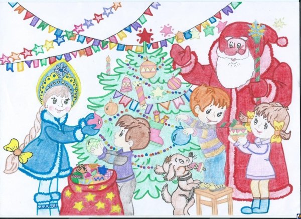 Новый год семья мультяшная