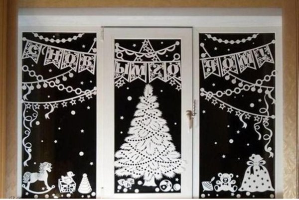 Панно новогоднее окно