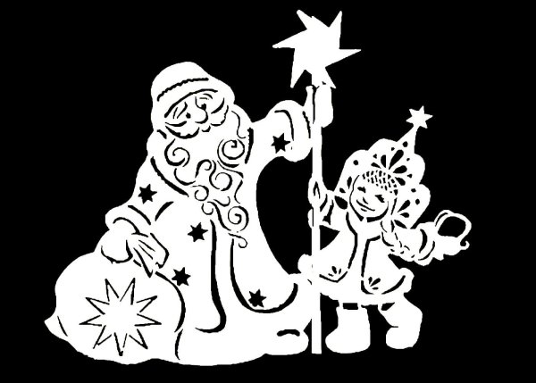 Трафареты на окна новогодние дед Мороз