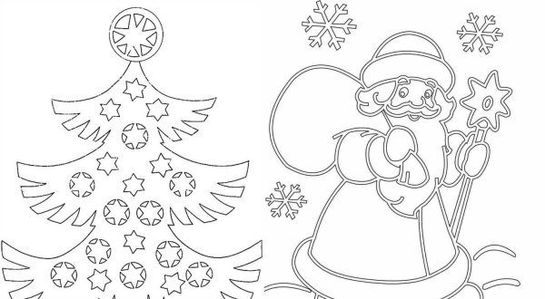 Новогодние трафареты на окна для вырезания