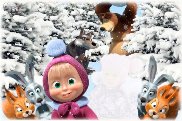 Новогодняя фоторамка Маша и медведь