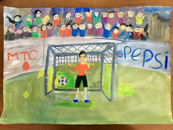 Рисунок на тему футбол в школе