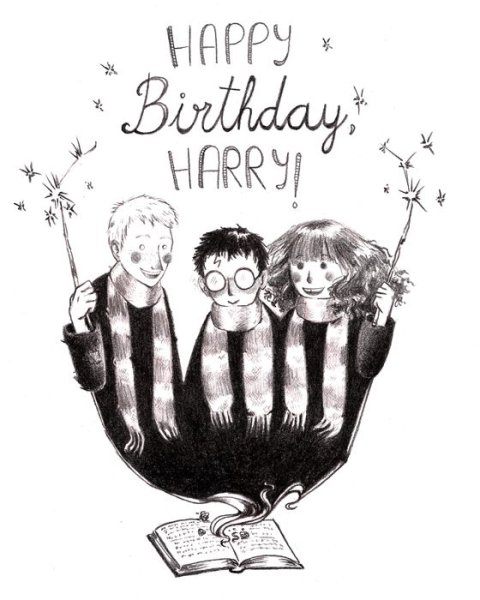 Открытка в стиле Гарри Поттера на день рождения