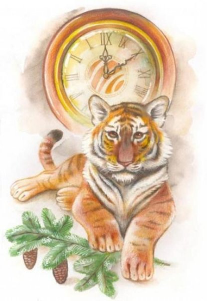 Плакат на новый год год тигра