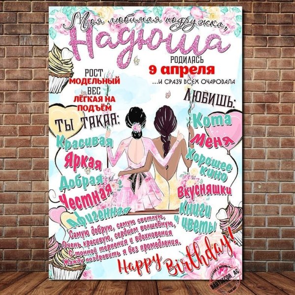 Плакат на день рождения подруге