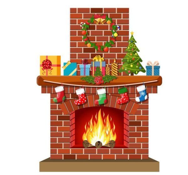 Новый год дети камин