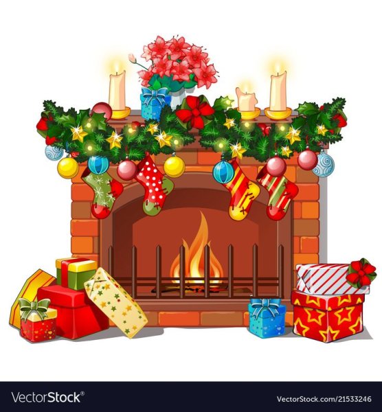 Новый год дети камин