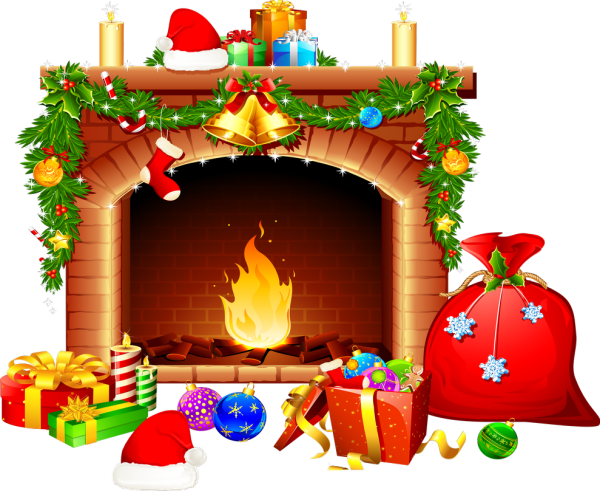 Новый год дети камин