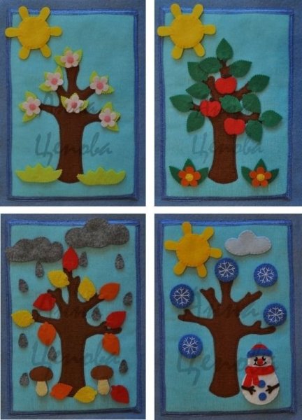 Дерево из фетра времена года
