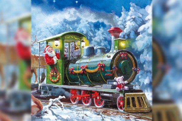 Новогодняя открытка железная дорога