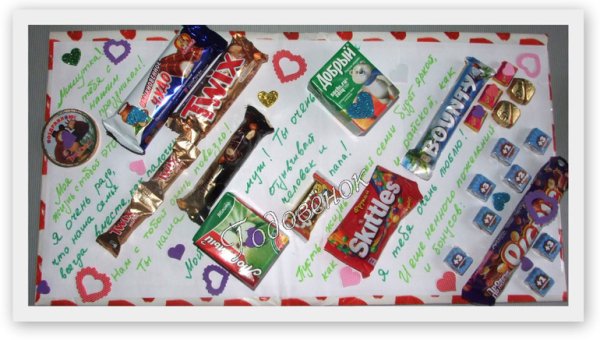 Сладкий подарок своими руками на ватмане