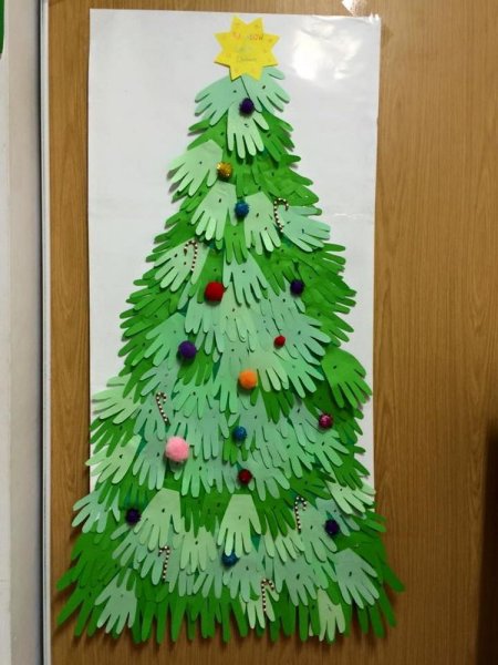 Рисование ладошками новый год